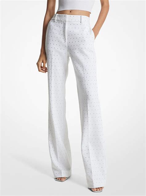 michael kors swarovski crystal pants|Crystal Embellished Stretch Crepe Bootcut Pants .